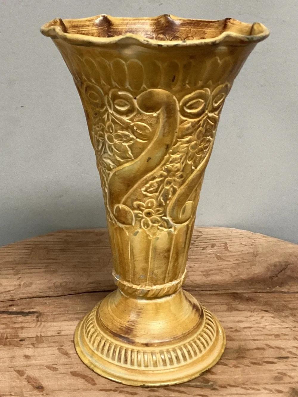 🟡 Vintage - Solid Brass Painted Vase - Candle Holder - Decor Piece - Unique